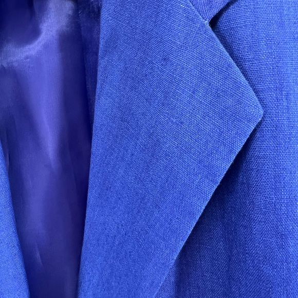 Character Suburban Wear vintage linen royal blue blazer single button 12 office - Picture 4 of 9